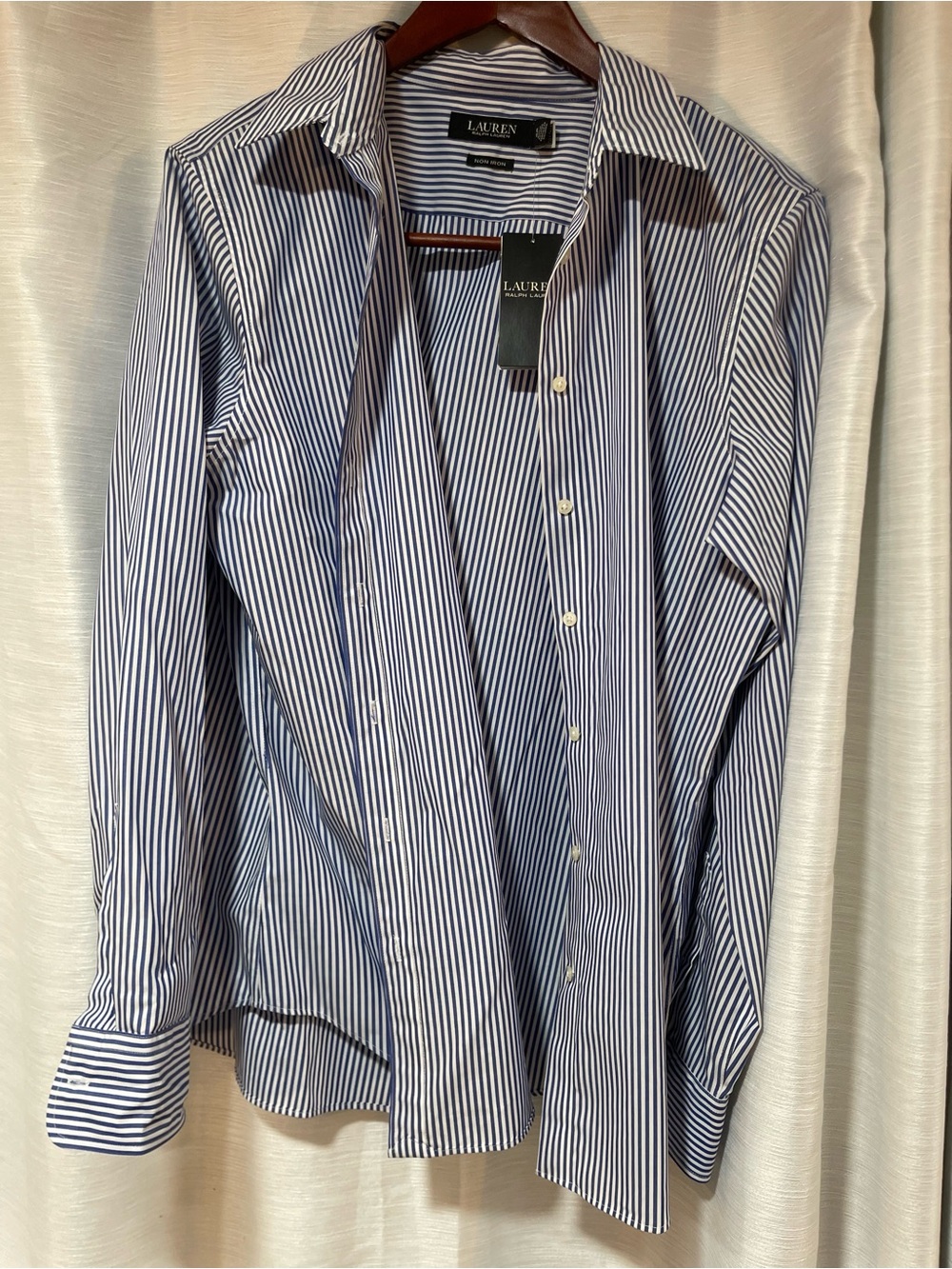 Ralph Lauren Navy & White Vertical Stripe Dress Shirt